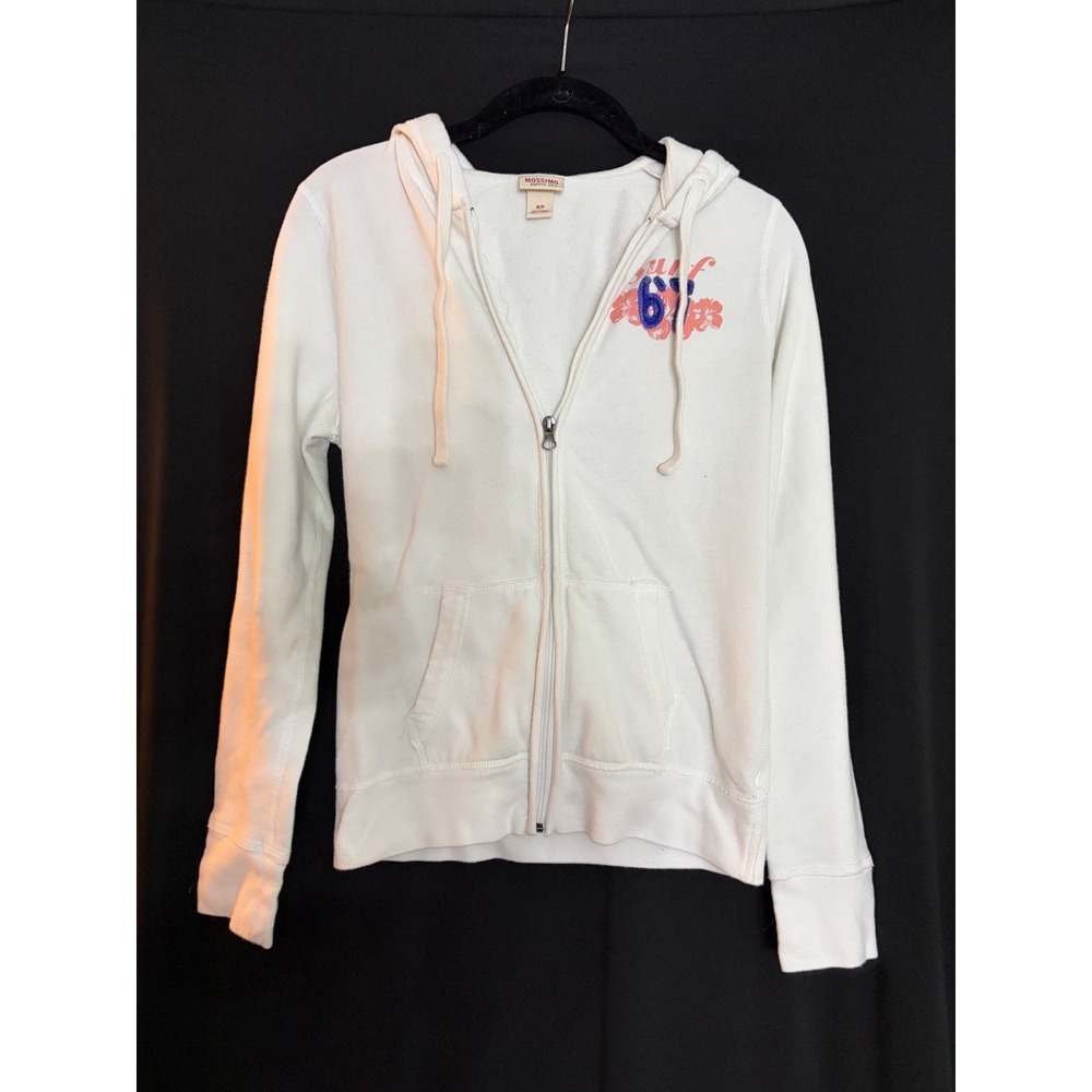 Youth Mossimo White Surf Zip Up Hooded Sweatshirt Size S